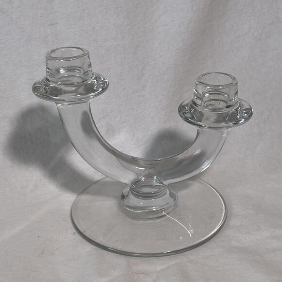 Vintage Style Glass Double Tapered Candle Holder - Picture 1 of 6